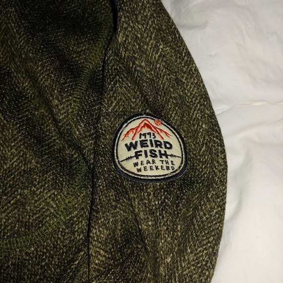 Weird Fish Sweatshirt Winter Warm Men's UK Size Small Green tweed Henley 1/2 Zip - Picture 3 of 6